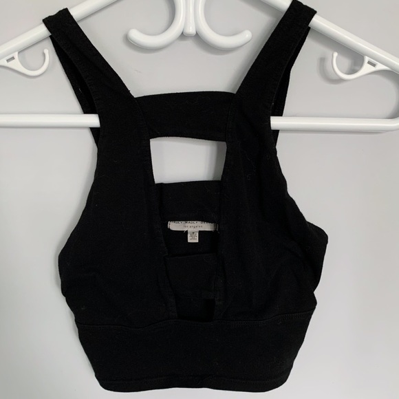 Black Crop Top with Cut Outs (Black, S) - Picture 1 of 4
